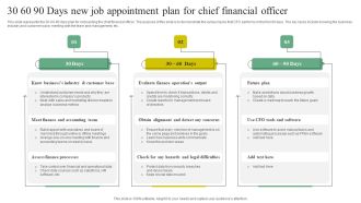 30 60 90 Days New Job Appointment Plan For Chief Financial Officer Diagrams PDF