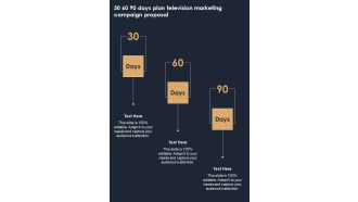 30 60 90 Days Plan Television Marketing Campaign Proposal One Pager Sample Example Document