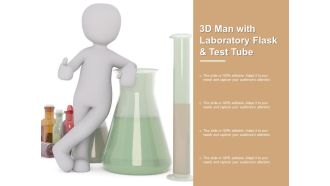 3D Man With Laboratory Flask And Test Tube Ppt PowerPoint Presentation Slides Mockup