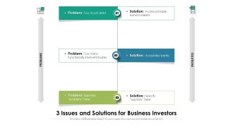 3 Issues And Solutions For Business Investors Ppt PowerPoint Presentation Icon Example PDF