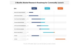 3 Months Market Research Roadmap For Commodity Launch Icons