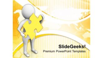 3d Man With Yellow Puzzle Piece PowerPoint Templates Ppt Backgrounds For Slides 0713