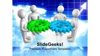 3d Team Holding Gears PowerPoint Templates Ppt Backgrounds For Slides 0713