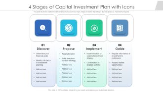 4 Stages Of Capital Investment Plan With Icons Ppt PowerPoint Presentation File Sample PDF