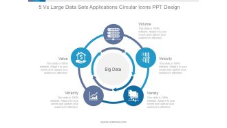 5 Vs Large Data Sets Applications Circular Icons Ppt PowerPoint Presentation Picture