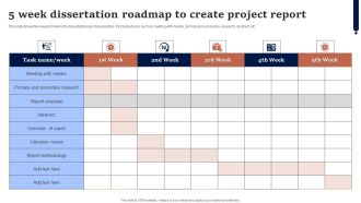5 Week Dissertation Roadmap To Create Project Report Pictures PDF
