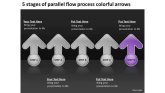 5 Stages Of Parallel Flow Process Colorful Arrows Ppt Business Plan Cover Page PowerPoint Slides