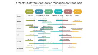 6 Months Software Application Management Roadmap Diagrams