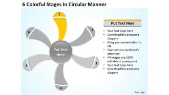 6 Colorful Stages In Circular Manner Sample Daycare Business Plan PowerPoint Slides