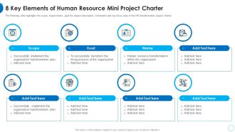 8 Key Elements Of Human Resource Mini Project Charter HR Change Management Tools Template PDF