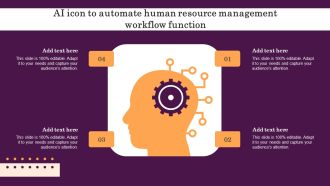 AI Icon To Automate Human Resource Management Workflow Function Designs PDF
