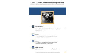About Our Film And Broadcasting Services One Pager Sample Example Document