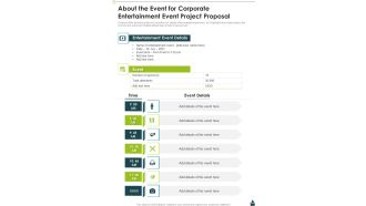 About The Event For Corporate Entertainment Event Project Proposal One Pager Sample Example Document