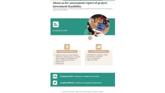 About Us For Assessment Report Of Project Investment Feasibility One Pager Sample Example Document