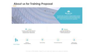 About Us For Training Proposal Ppt PowerPoint Presentation Pictures Designs Download