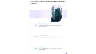 About Us HVAC Unit Purchase And Installation Proposal One Pager Sample Example Document