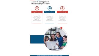 About Us Management Efficiency Improvement One Pager Sample Example Document