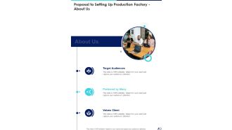About Us Proposal To Setting Up Production Factory One Pager Sample Example Document