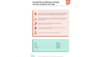 Accept The Architectural Design Services Proposal And Sign One Pager Sample Example Document