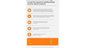 Accept The Request For Building Design Services Request Proposal One Pager Sample Example Document