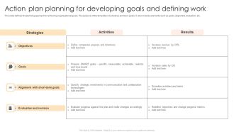 Action Plan Planning For Developing Goals And Defining Work Formats PDF