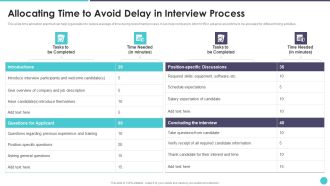 Action Plan To Optimize Hiring Process Allocating Time To Avoid Delay In Interview Process Demonstration PDF