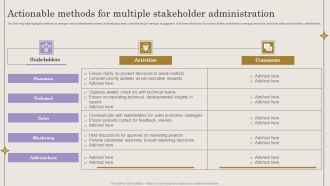 Actionable Methods For Multiple Stakeholder Administration Elements PDF