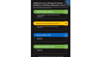 Additional Service Offerings For Business Intelligence Technology Deployment Services One Pager Sample Example Document