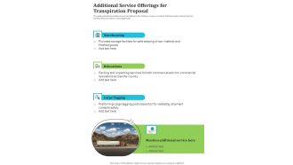 Additional Service Offerings For Transpiration Proposal One Pager Sample Example Document