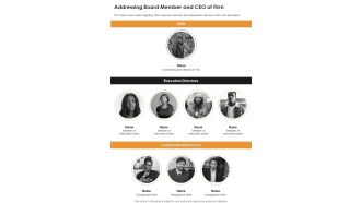 Addressing Board Member And CEO Of Firm One Pager Documents