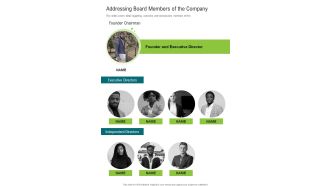 Addressing Board Members Of The Company One Pager Documents