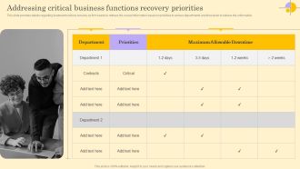 Addressing Critical Business Functions Recovery Priorities Professional PDF