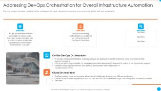 Addressing Devops Orchestration For Overall Infrastructure Automation IT Infrastructure By Executing Devops Approach Background PDF