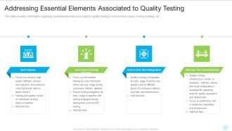 Addressing Essential Elements Associated To Quality Testing Background PDF