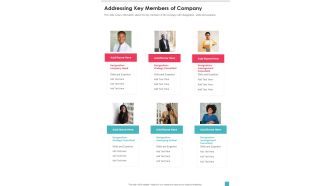 Addressing Key Members Of Company One Pager Documents