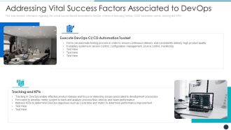 Addressing Vital Success Factors Associated To Devops Automation Topics PDF