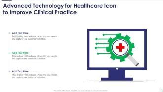 Advanced Technology For Healthcare Icon To Improve Clinical Practice Structure PDF