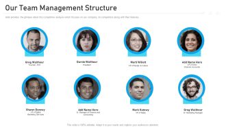 Advertising Pitch Deck Our Team Management Structure Graphics PDF