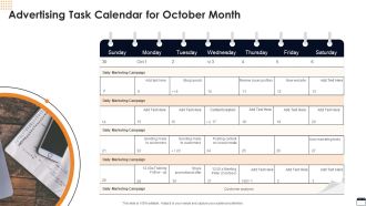 Advertising Task Calendar For October Month Elements PDF