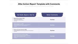 After Action Report Template With Comments Ppt PowerPoint Presentation File Deck PDF