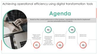 Agenda Achieving Operational Efficiency Using Digital Transformation Tools Clipart PDF
