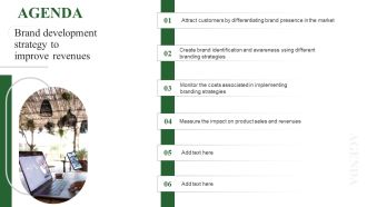 Agenda Brand Development Strategy To Improve Revenues Microsoft PDF