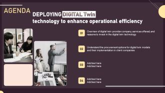Agenda Deploying Digital Twin Technology To Enhance Operational Efficiency Ppt PowerPoint Presentation File Model PDF