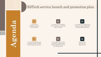 Agenda Edtech Service Launch And Promotion Plan Professional PDF