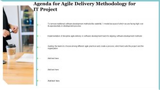 Agenda For Agile Delivery Methodology For IT Project Ppt Inspiration Ideas PDF