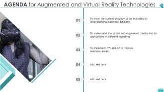 Agenda For Augmented And Virtual Reality Technologies Information PDF