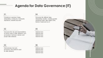 Agenda For Data Governance IT Ppt PowerPoint Presentation File Diagrams PDF