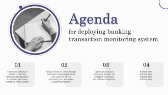 Agenda For Deploying Banking Transaction Monitoring System Mockup PDF