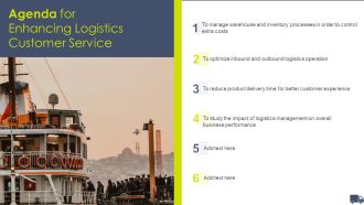 Agenda For Enhancing Logistics Customer Service Ppt Portfolio Example File PDF