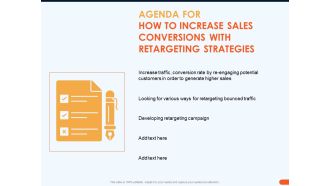 Agenda For How To Increase Sales Conversions With Retargeting Strategies Brochure PDF
